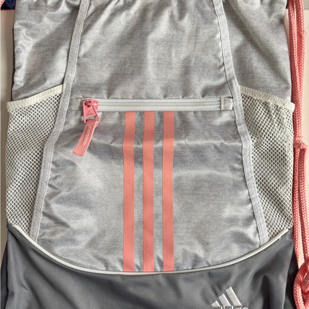 Adidas Light Gray and Pink Backpack